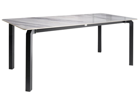 Garden Dining Table Black and Grey Marble Sintered Stone Top Iron Frame UV Water Rust Resistant Outdoor Indoor Dining Room Patio Modern Style Beliani