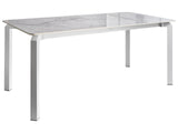 Garden Dining Table White and White Marble Sintered Stone Top Iron Frame UV Water Rust Resistant Outdoor Indoor Dining Room Patio Modern Style Beliani