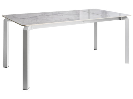 Garden Dining Table White and White Marble Sintered Stone Top Iron Frame UV Water Rust Resistant Outdoor Indoor Dining Room Patio Modern Style Beliani