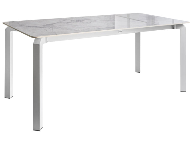Garden Dining Table White and White Marble Sintered Stone Top Iron Frame UV Water Rust Resistant Outdoor Indoor Dining Room Patio Modern Style Beliani