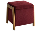 Pouffe Burgundy Fabric Upholstery with Storage Accessory Living Room Bedroom Glam Retro Beliani