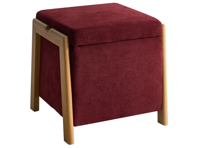 Pouffe Burgundy Fabric Upholstery with Storage Accessory Living Room Bedroom Glam Retro Beliani