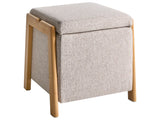 Pouffe Light Brown Fabric Upholstery with Storage Accessory Living Room Bedroom Glam Retro Beliani