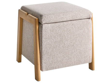 Pouffe Light Brown Fabric Upholstery with Storage Accessory Living Room Bedroom Glam Retro Beliani