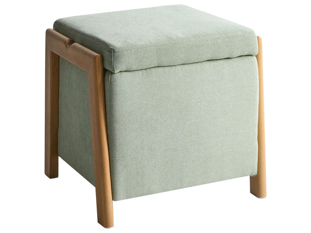 Pouffe Light Green Fabric Upholstery with Storage Accessory Living Room Bedroom Glam Retro Beliani