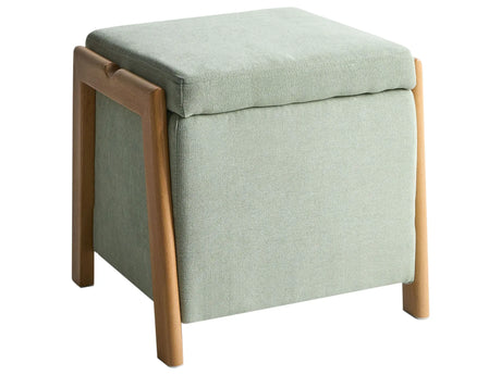 Pouffe Light Green Fabric Upholstery with Storage Accessory Living Room Bedroom Glam Retro Beliani