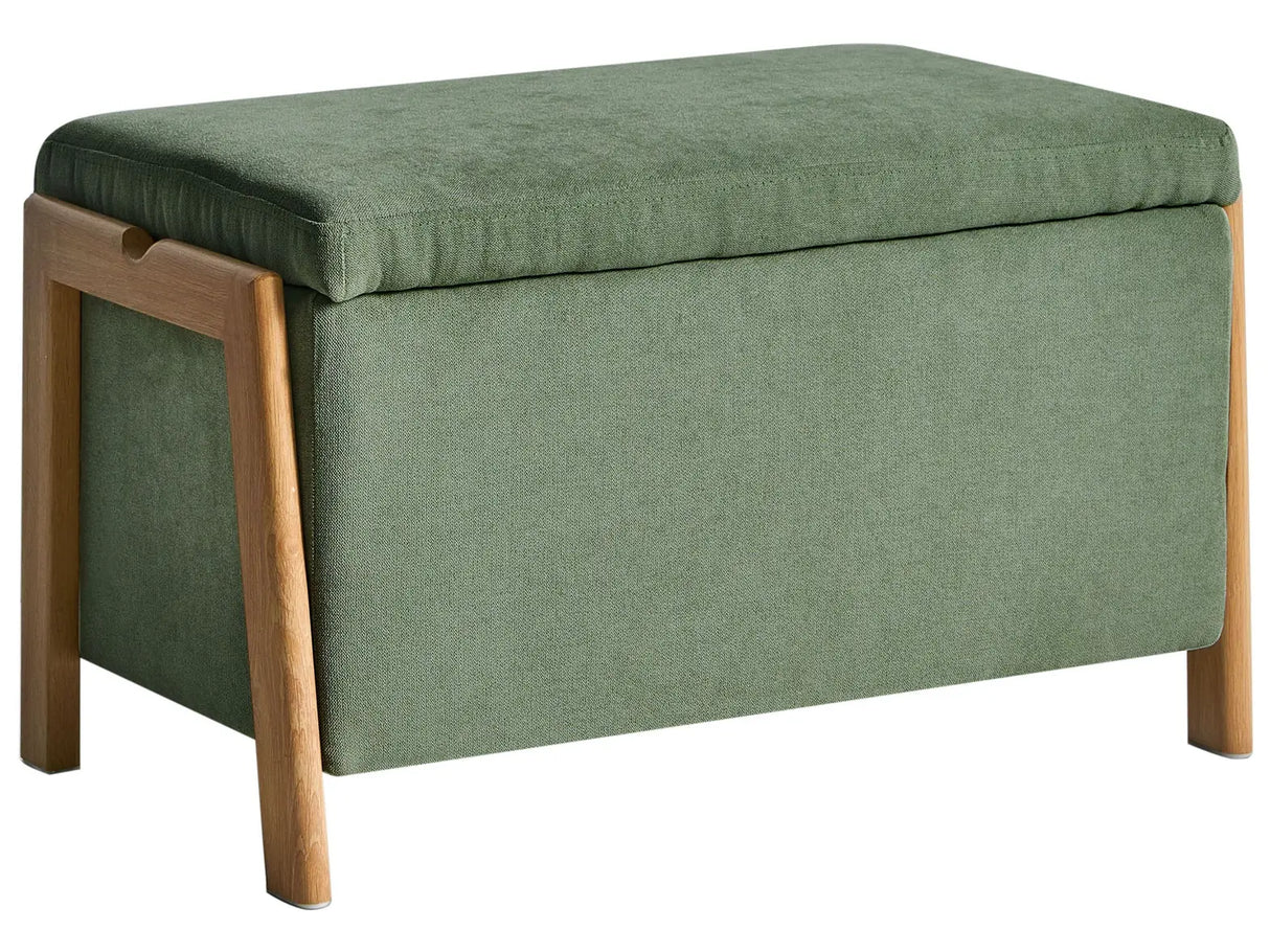 Storage Bench Green Fabric Upholstery Modern Design Glam Style Living Room Bedroom Beliani