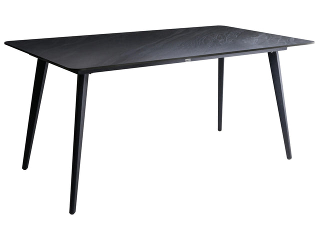 Garden Dining Table Black Marble Sintered Stone Top Iron Frame UV Water Rust Resistant Outdoor Indoor Dining Room Patio Modern Style Beliani