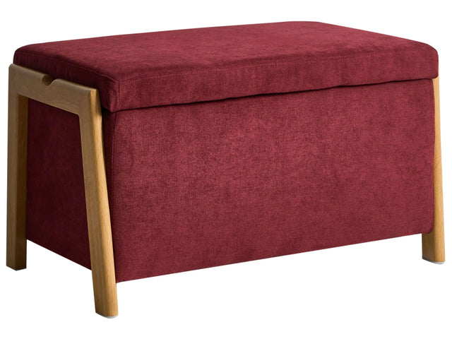 Storage Bench Burgundy Fabric Upholstery Modern Design Glam Style Living Room Bedroom Beliani