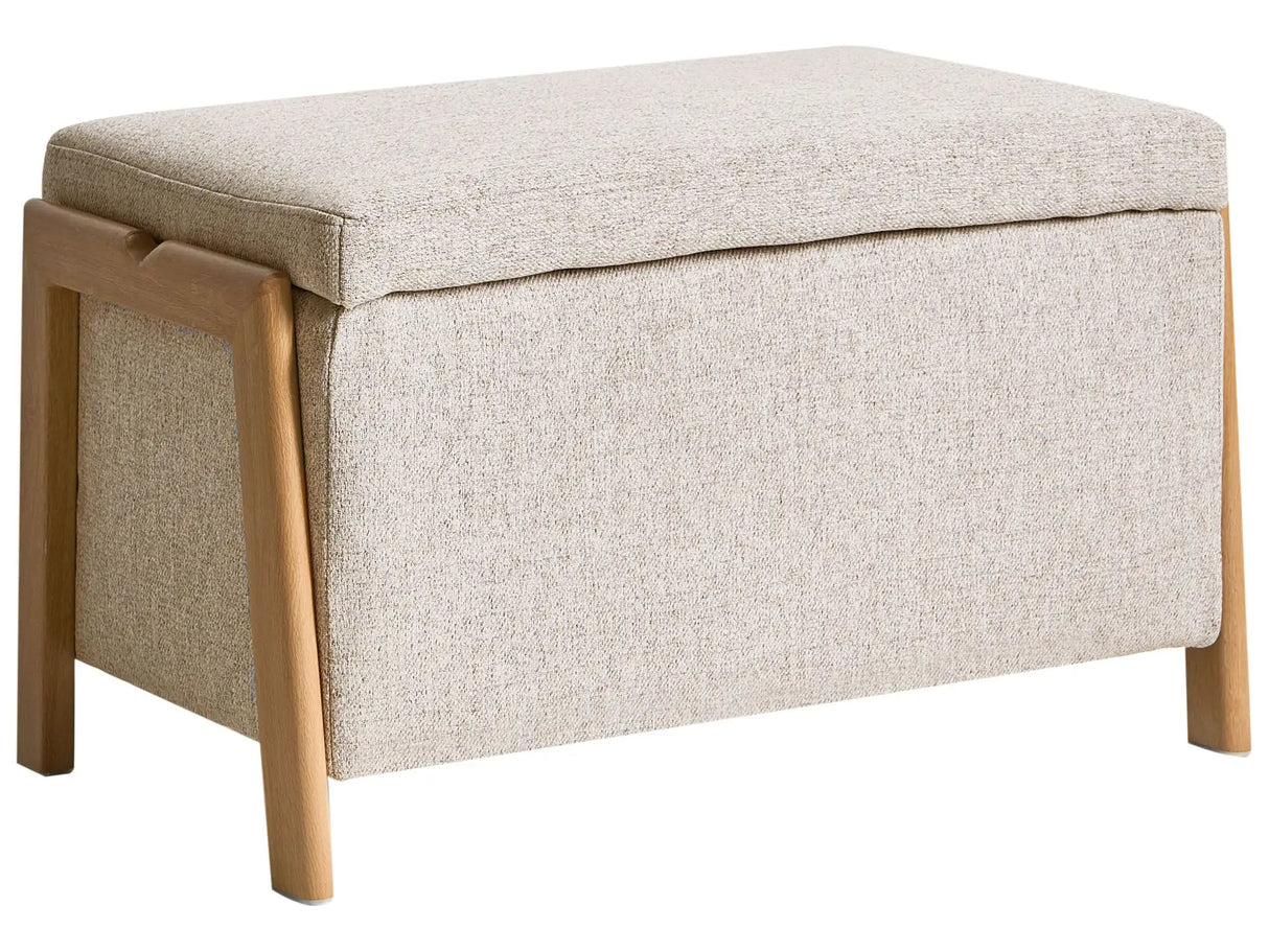 Storage Bench Light Brown Fabric Upholstery Modern Design Glam Style Living Room Bedroom Beliani