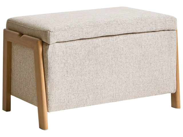 Storage Bench Light Brown Fabric Upholstery Modern Design Glam Style Living Room Bedroom Beliani