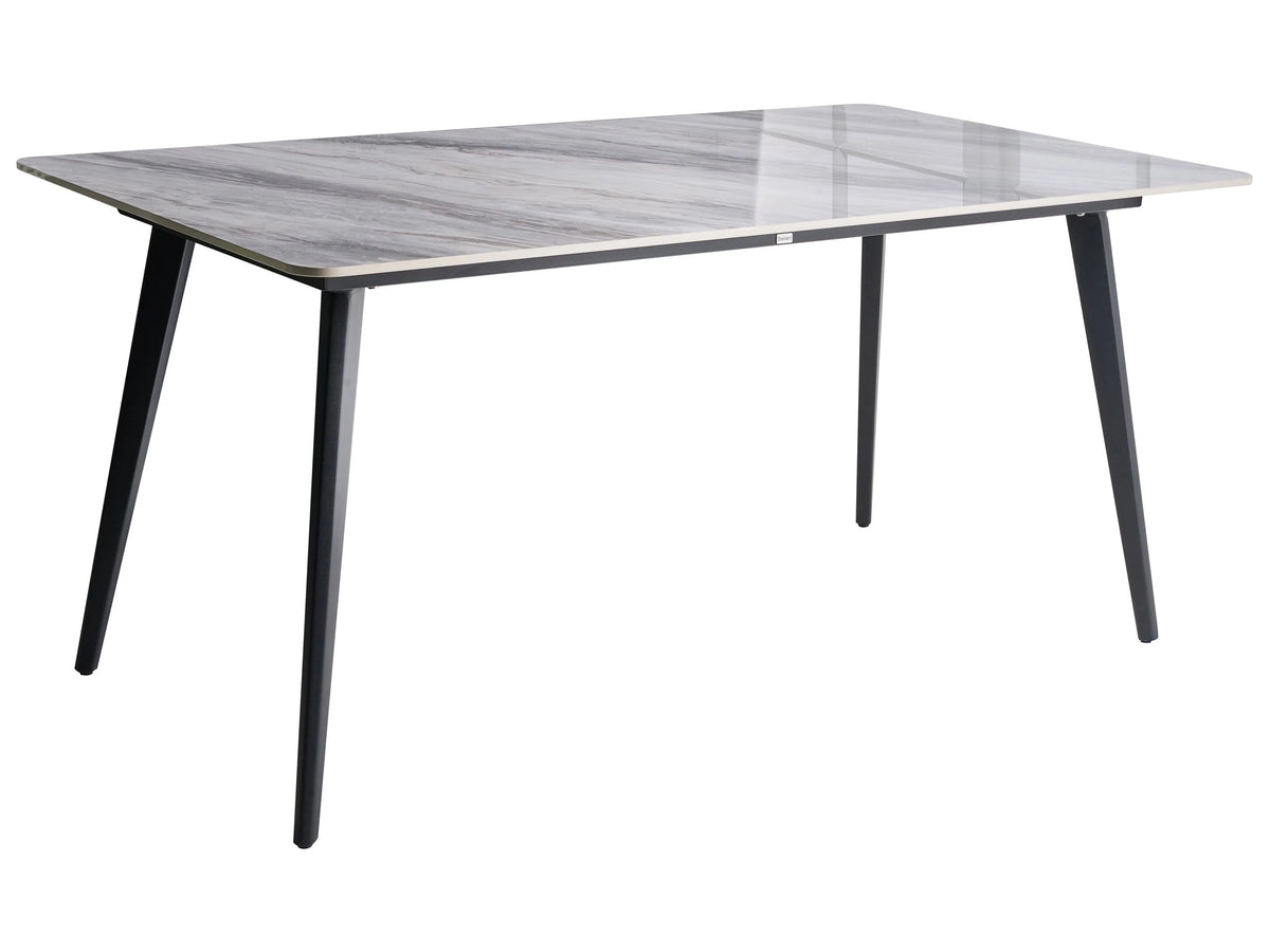 Garden Dining Table Black and Grey Marble Sintered Stone Top Iron Frame UV Water Rust Resistant Outdoor Indoor Dining Room Patio Modern Style Beliani