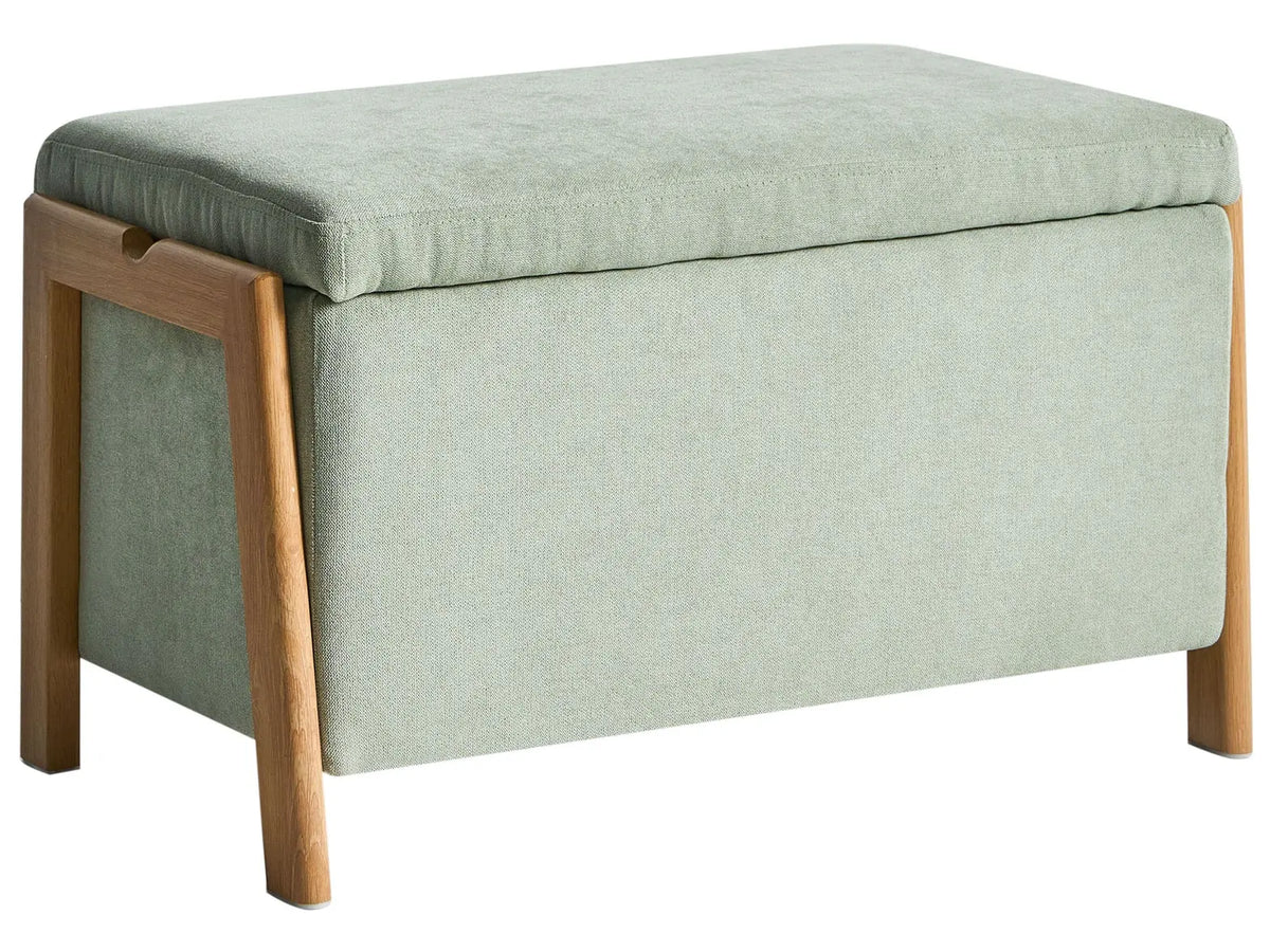 Storage Bench Light Green Fabric Upholstery Modern Design Glam Style Living Room Bedroom Beliani