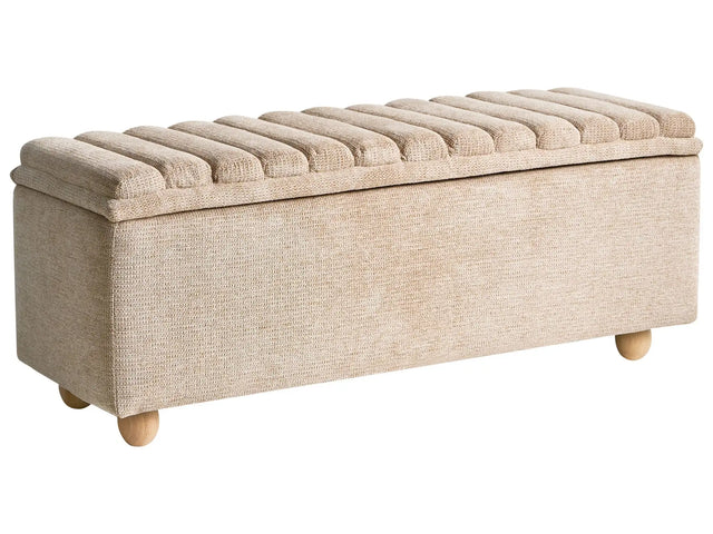 Storage Bench Beige Water Repellent Fabric Upholstery Modern Design Scandi Style Living Room Bedroom Beliani