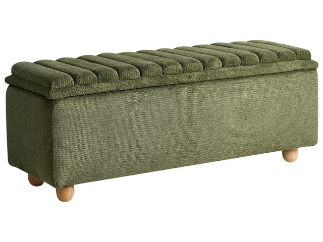 Storage Bench Green Fabric Upholstery Modern Design Scandi Style Living Room Bedroom Beliani