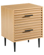 Bedside Table Light Brown MDF Iron Legs 2 Drawers Side Table Modern Beliani