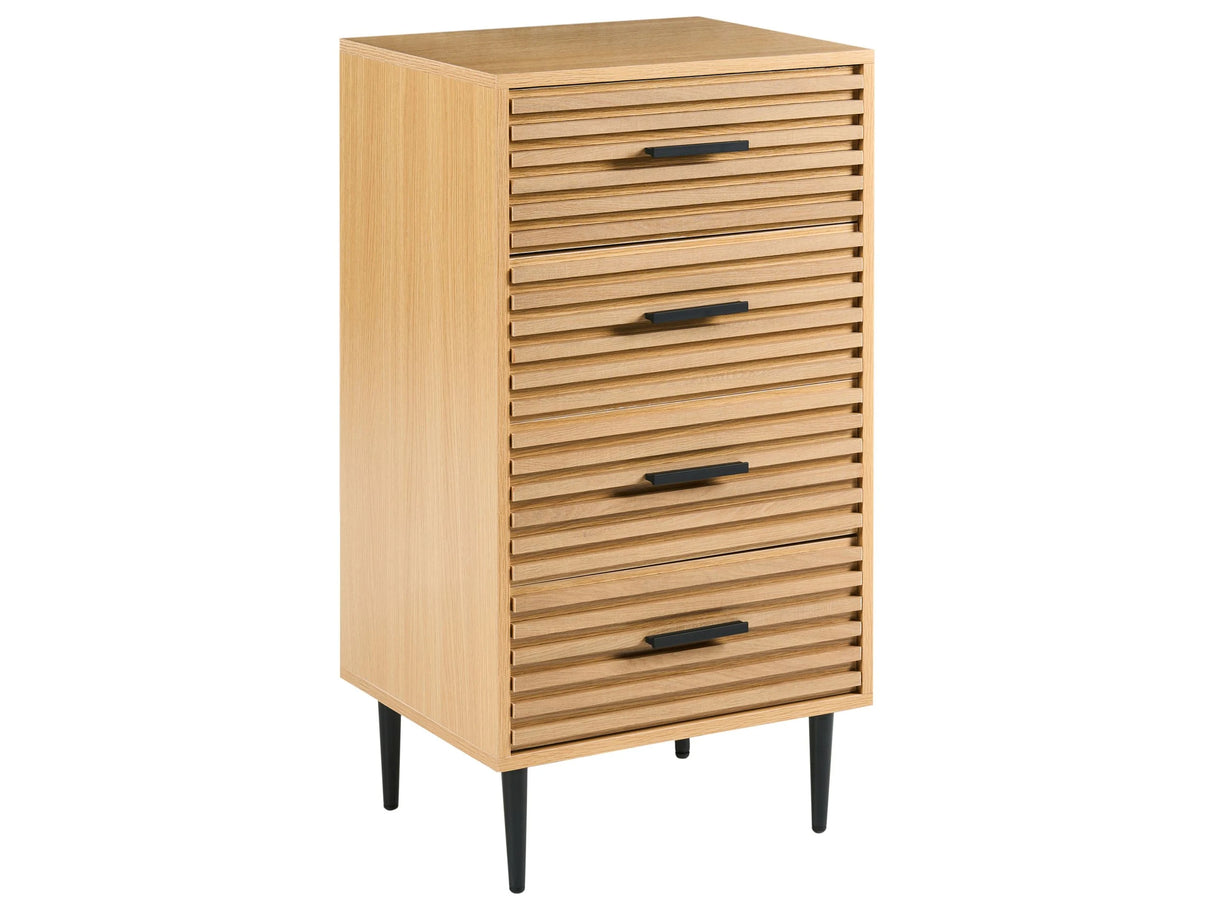 Chest of Drawers Light Brown MDF Iron Legs 4 Drawers Modern Beliani