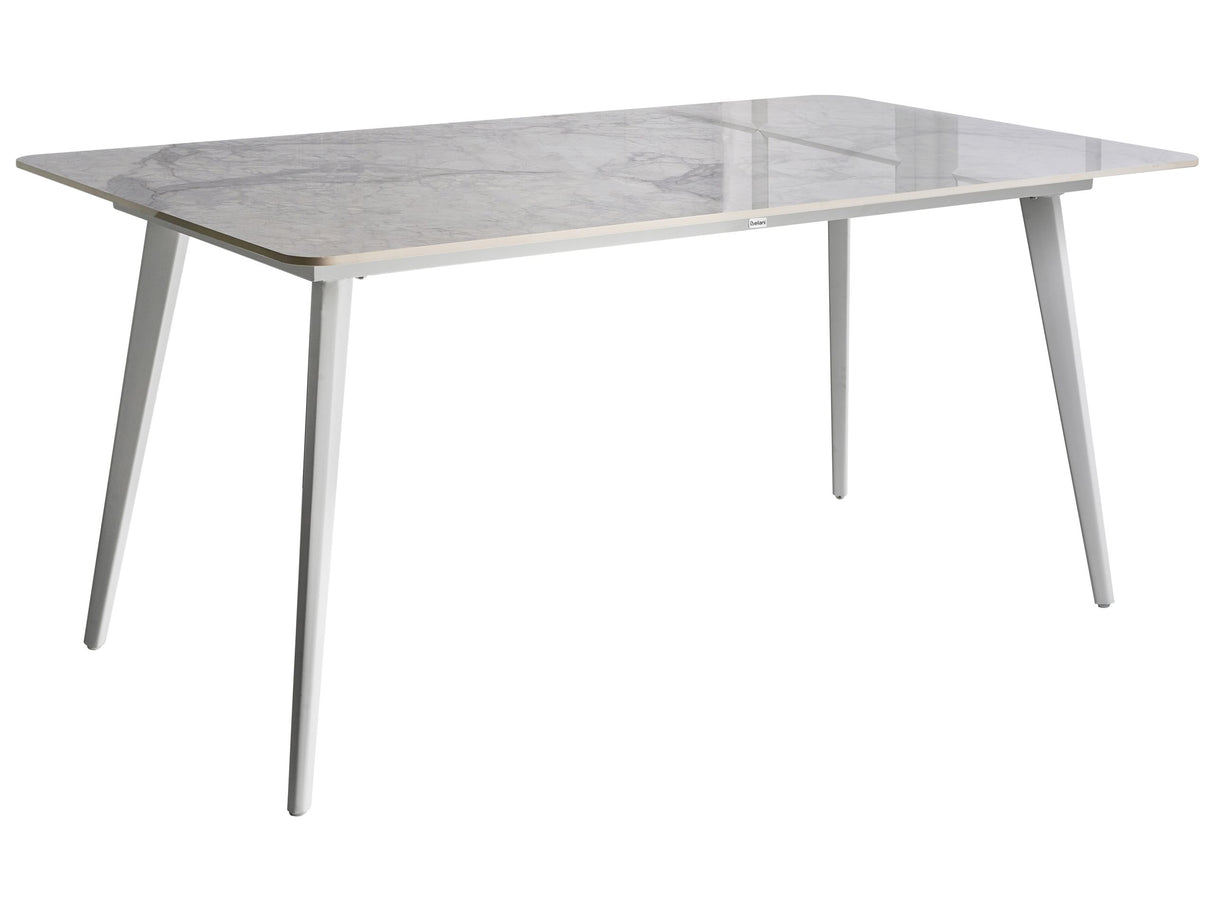 Garden Dining Table White and White Marble Sintered Stone Top Iron Frame UV Water Rust Resistant Outdoor Indoor Dining Room Patio Modern Style Beliani