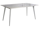 Garden Dining Table White and White Marble Sintered Stone Top Iron Frame UV Water Rust Resistant Outdoor Indoor Dining Room Patio Modern Style Beliani