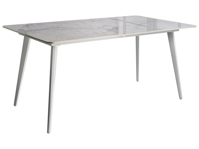 Garden Dining Table White and White Marble Sintered Stone Top Iron Frame UV Water Rust Resistant Outdoor Indoor Dining Room Patio Modern Style Beliani