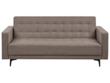 Sofa Bed Taupe Fabric Tufted Modern Living Room Modular 3 Seater Black Legs Track Arm Beliani