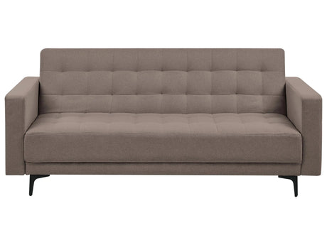 Sofa Bed Taupe Fabric Tufted Modern Living Room Modular 3 Seater Black Legs Track Arm Beliani