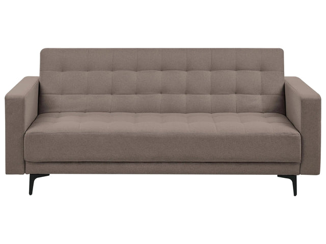 Sofa Bed Taupe Fabric Tufted Modern Living Room Modular 3 Seater Black Legs Track Arm Beliani