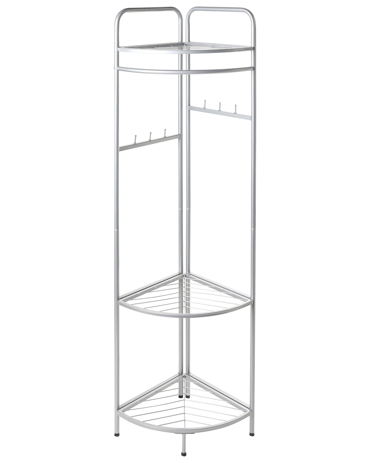 Clothes Rack Silver Steel Metal 160 cm Freestanding Germant Rail Stand with Shelves Glam Industrial Beliani