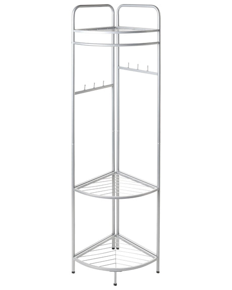 Clothes Rack Silver Steel Metal 160 cm Freestanding Germant Rail Stand with Shelves Glam Industrial Beliani