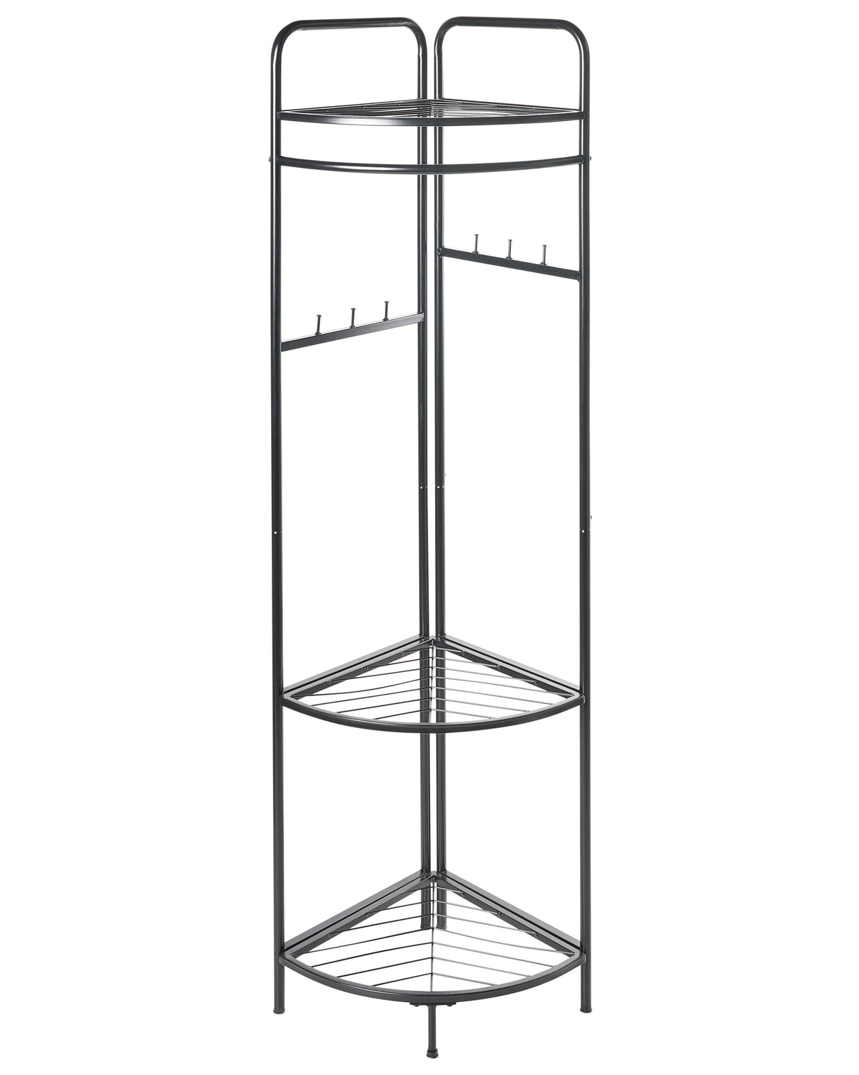Clothes Rack Black Steel Metal 160 cm Freestanding Germant Rail Stand with Shelves Glam Industrial Beliani