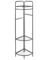 Clothes Rack Black Steel Metal 160 cm Freestanding Germant Rail Stand with Shelves Glam Industrial Beliani