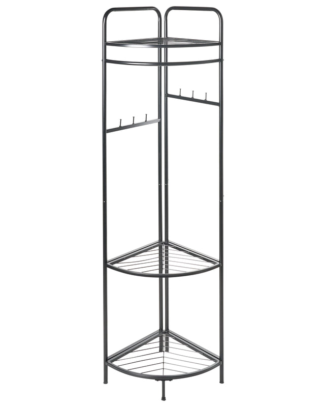 Clothes Rack Black Steel Metal 160 cm Freestanding Germant Rail Stand with Shelves Glam Industrial Beliani