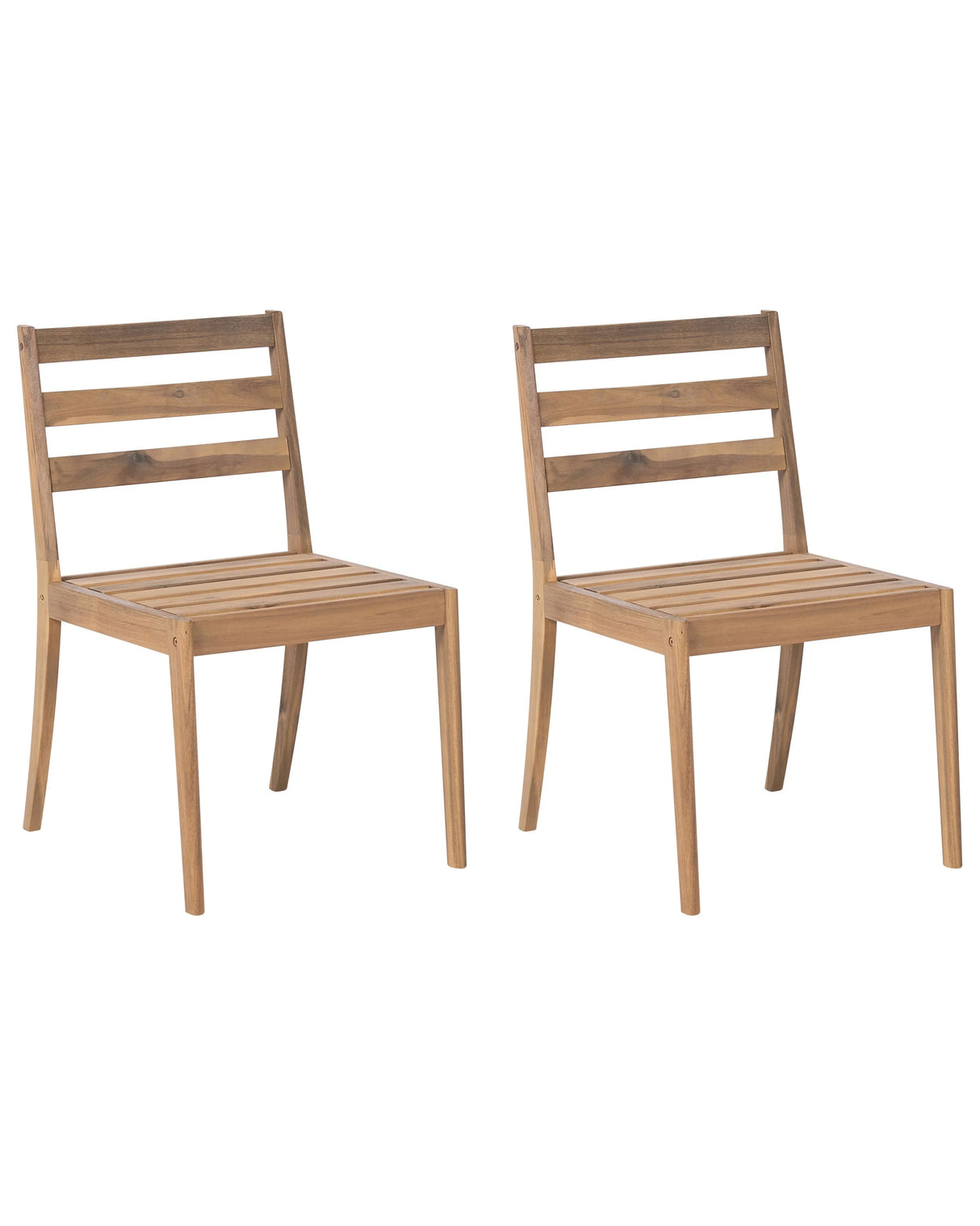 Garden Set of 2 Chairs Light Brown Certified Acacia Wood Top Rustic Style Outdoor Beliani