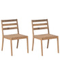 Garden Set of 2 Chairs Light Brown Certified Acacia Wood Top Rustic Style Outdoor Beliani