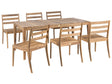 Garden Dining Set 6 Chairs and Table Light Brown Certified Acacia Wood Rectangular Top Rustic Style Outdoor Beliani
