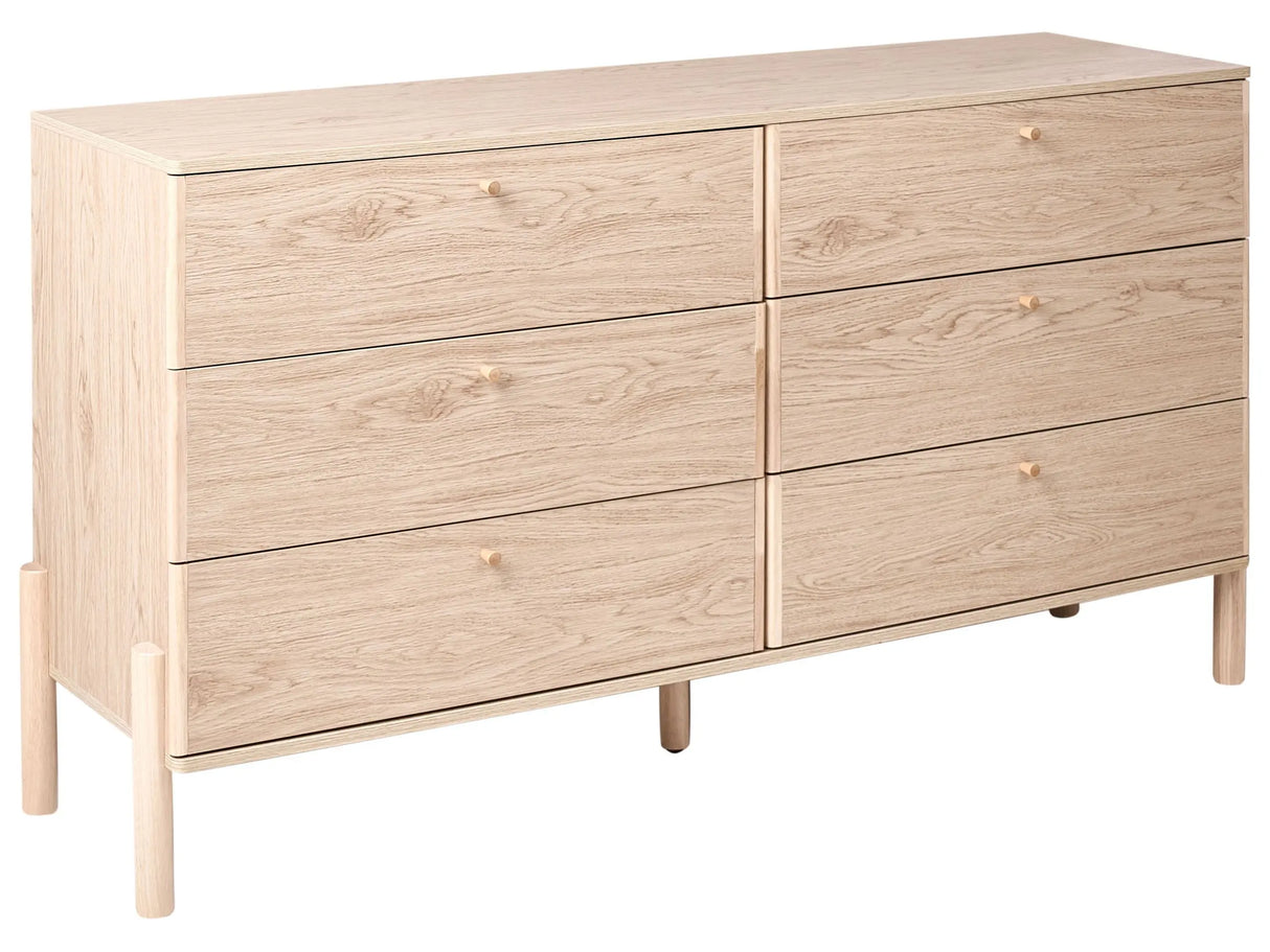 6 Drawer Chest Light Brown Particle Board Solid Wood Legs Modern Scandinavian Style Living Room Storage Sideboard Beliani
