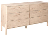 6 Drawer Chest Light Brown Particle Board Solid Wood Legs Modern Scandinavian Style Living Room Storage Sideboard Beliani
