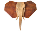 Wall Decor Brown Mango Wood Decorative Hanging Abstract Animal Motif Elephant Handmade Boho African Style Beliani