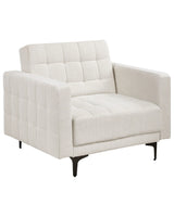 Armchair Off White Fabric Tufted Fabric Modern Living Room Reclining Chair Black Legs Track Arm Beliani