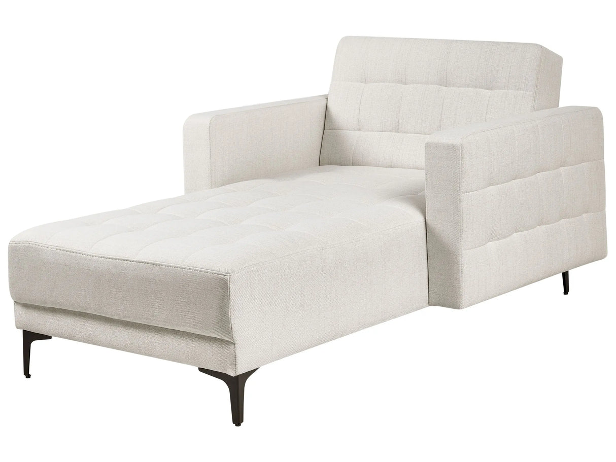 Chaise Lounge Off White Fabric Tufted Modern Living Room Reclining Day Bed Black Legs Track Arms Beliani