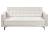 Sofa Bed Off White Fabric Tufted Modern Living Room Modular 3 Seater Black Legs Track Arm Beliani