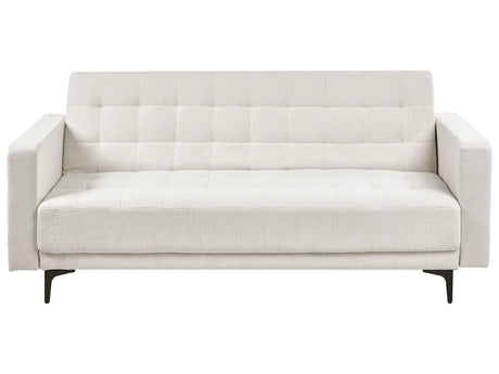 Sofa Bed Off White Fabric Tufted Modern Living Room Modular 3 Seater Black Legs Track Arm Beliani