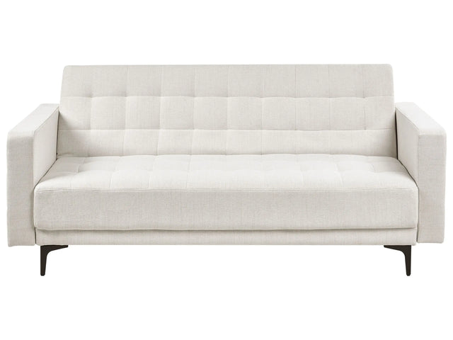 Sofa Bed Off White Fabric Tufted Modern Living Room Modular 3 Seater Black Legs Track Arm Beliani