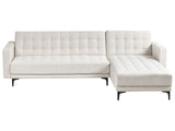 Left Hand Corner Sofa Bed Off White Fabric Tufted Modern L-Shaped Modular 4 Seater L Chaise Longue Beliani