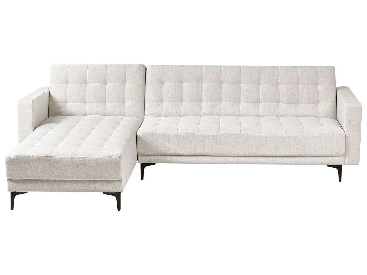 Right Hand Corner Sofa Bed Off White Fabric Tufted Modern L-Shaped Modular 4 Seater L Chaise Longue Beliani