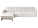 Right Hand Corner Sofa Bed Off White Fabric Tufted Modern L-Shaped Modular 4 Seater L Chaise Longue Beliani