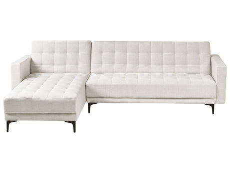 Right Hand Corner Sofa Bed Off White Fabric Tufted Modern L-Shaped Modular 4 Seater L Chaise Longue Beliani