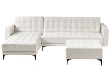 Right Hand Corner Sofa Bed Off White Fabric Tufted Modern L-Shaped Modular 4 Seater L Chaise Longue Beliani