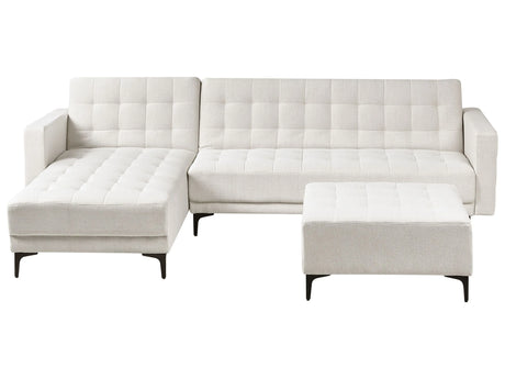 Right Hand Corner Sofa Bed Off White Fabric Tufted Modern L-Shaped Modular 4 Seater L Chaise Longue Beliani