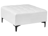 Ottoman White Faux Leather Tufted Fabric Modern Living Room Square Footstool Black Legs Beliani